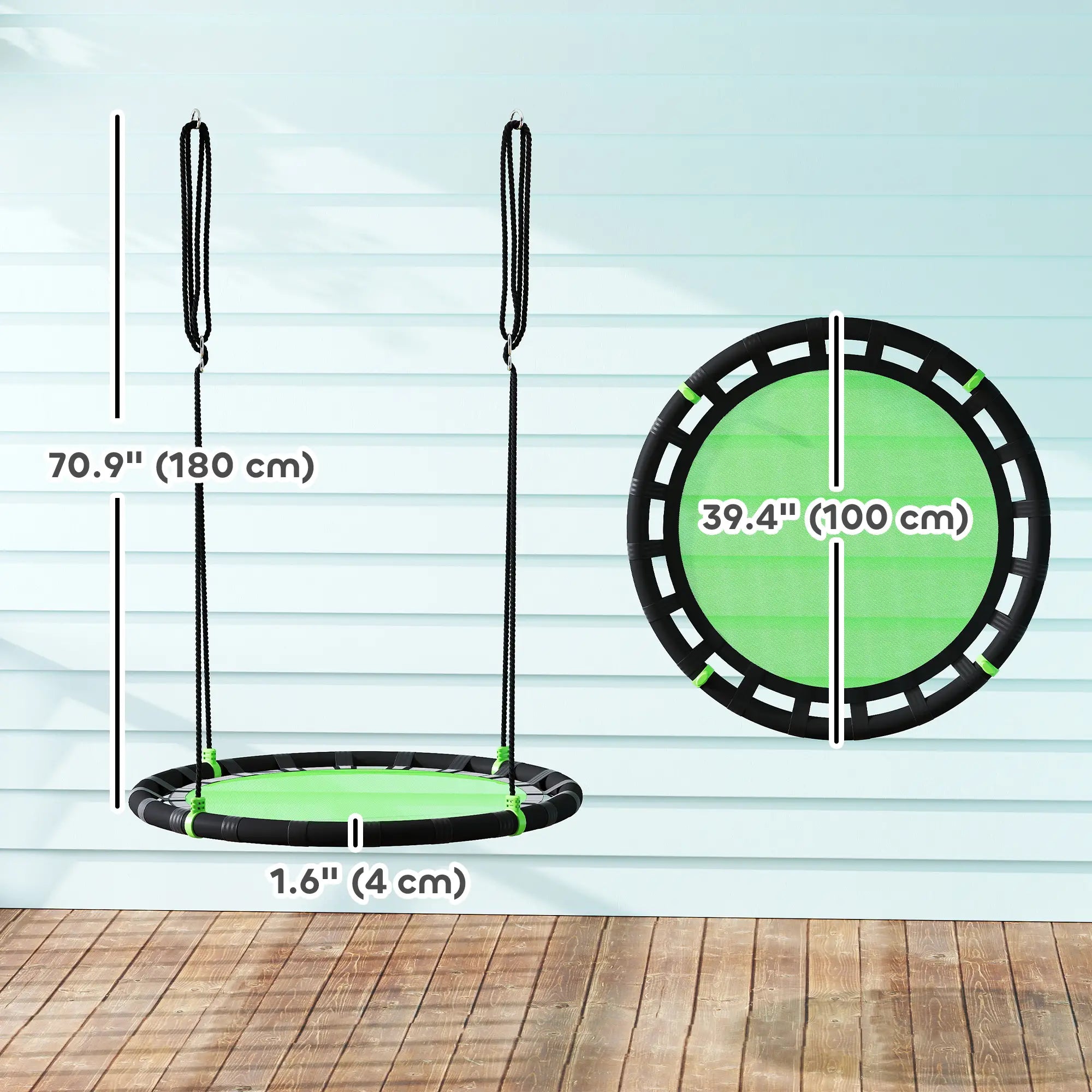 39 Inch Saucer Tree Swing, Adjustable Ropes, Outdoor, Green Gym Sets & Swings at Gallery Canada