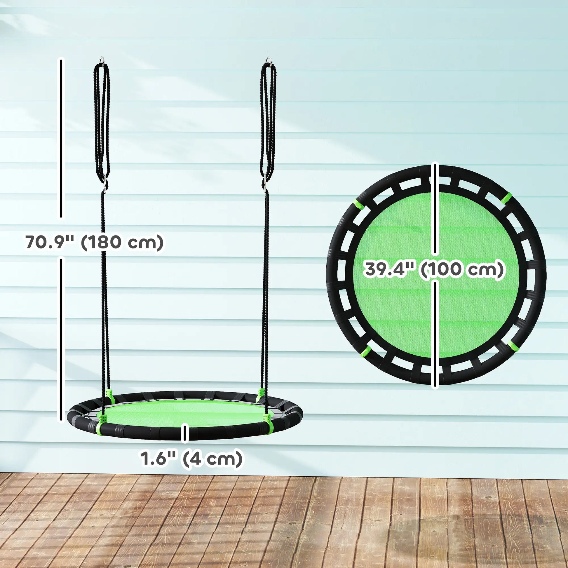 39 Inch Saucer Tree Swing, Adjustable Ropes, Outdoor, Green Gym Sets & Swings at Gallery Canada