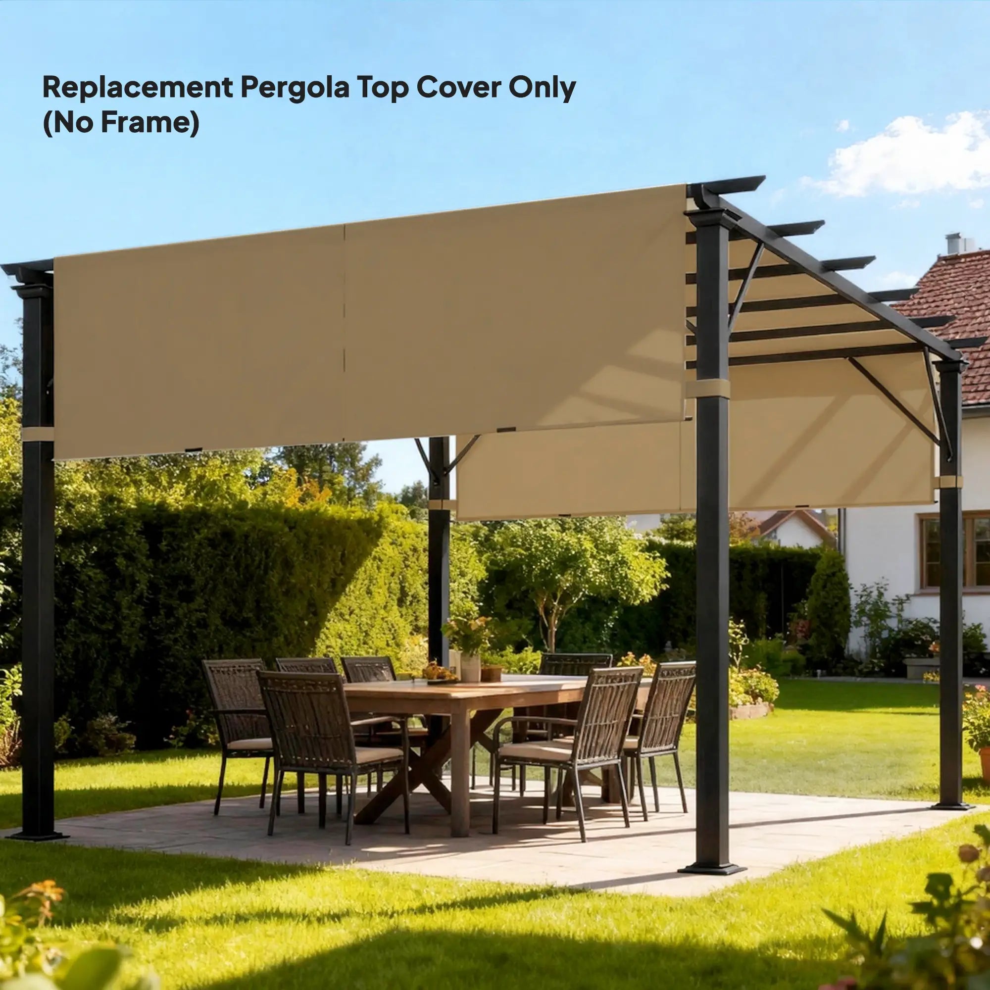 2 Pcs UV Protection Pergola Replacement Canopy, 10' x 10', Sand Gazebo Canopy Replacement at Gallery Canada