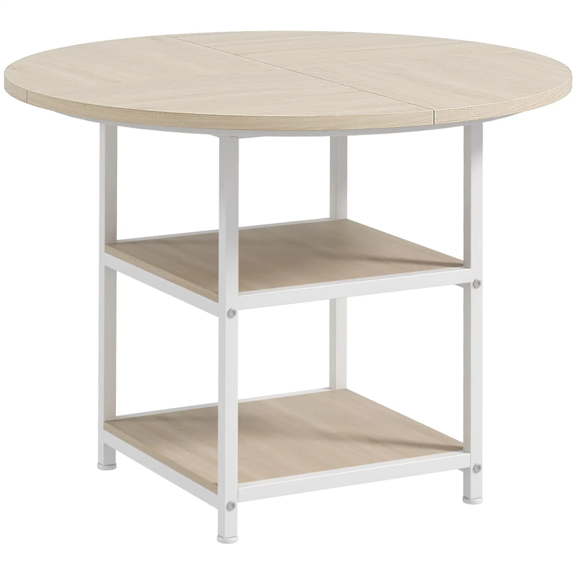 Round Kitchen Table, 39.4 Inch, Storage Shelves, Oak Dining Tables at Gallery Canada