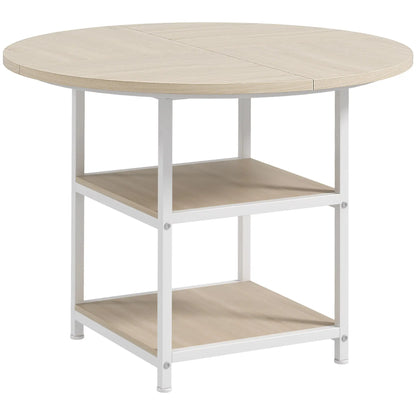 Round Kitchen Table, 39.4 Inch, Storage Shelves, Oak Dining Tables at Gallery Canada