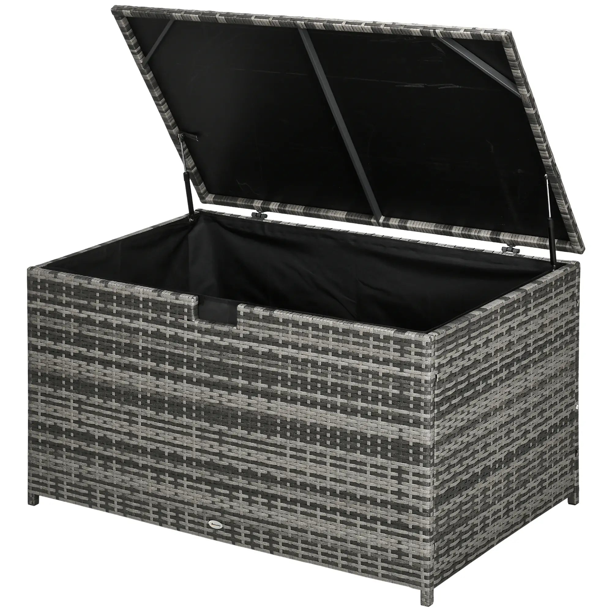 113 Gallon Outdoor Storage Box, Rattan Deck Box, Grey Patio Storage Boxes Grey at Gallery Canada