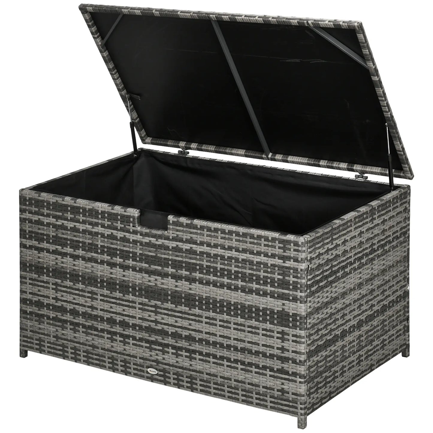113 Gallon Outdoor Storage Box, Rattan Deck Box, Grey Patio Storage Boxes Grey at Gallery Canada
