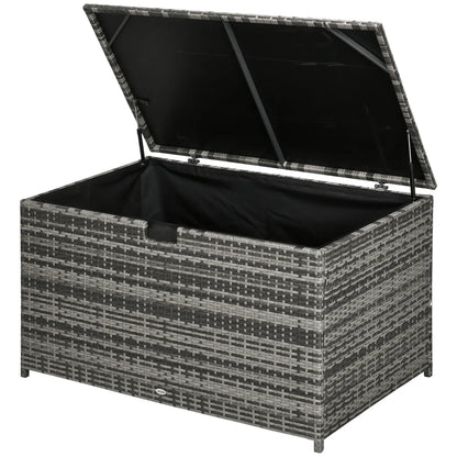 113 Gallon Outdoor Storage Box, Rattan Deck Box, Grey Patio Storage Boxes Grey at Gallery Canada
