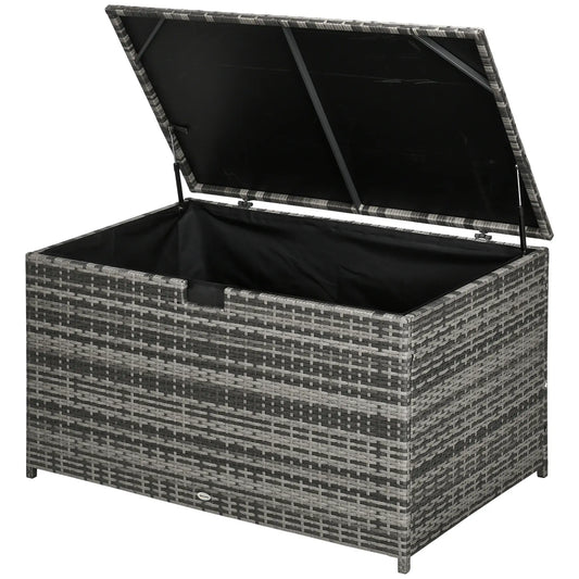 113 Gallon Outdoor Storage Box, Rattan Deck Box, Grey Patio Storage Boxes Grey at Gallery Canada
