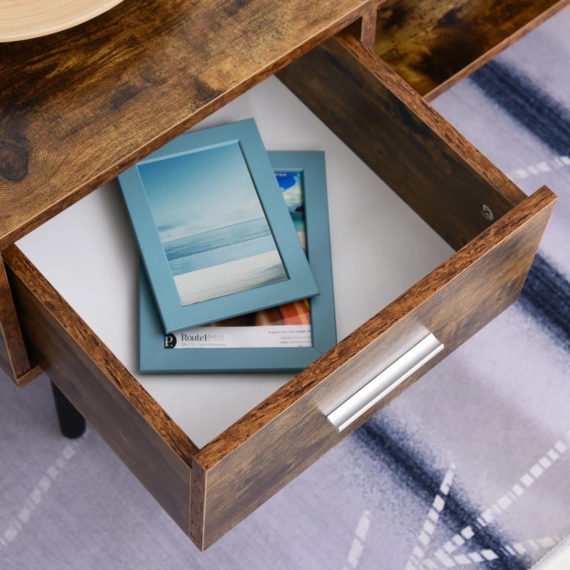 Retro Coffee Table with Storage, Vintage Wooden Side Table, Rustic Brown, Brown Coffee Tables at Gallery Canada