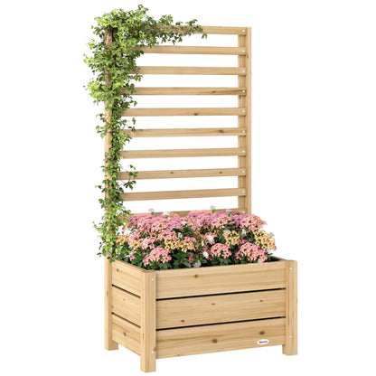 Wooden Raised Garden Bed With Trellis, Elevated Planter Box With Drainage Wooden Planter Boxes at Gallery Canada