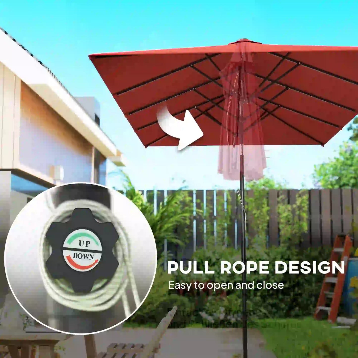 Double-Sided Patio Umbrella with Tilt, Adjustable Height, 12 Ribs, Wine Red Sun Umbrellas at Gallery Canada