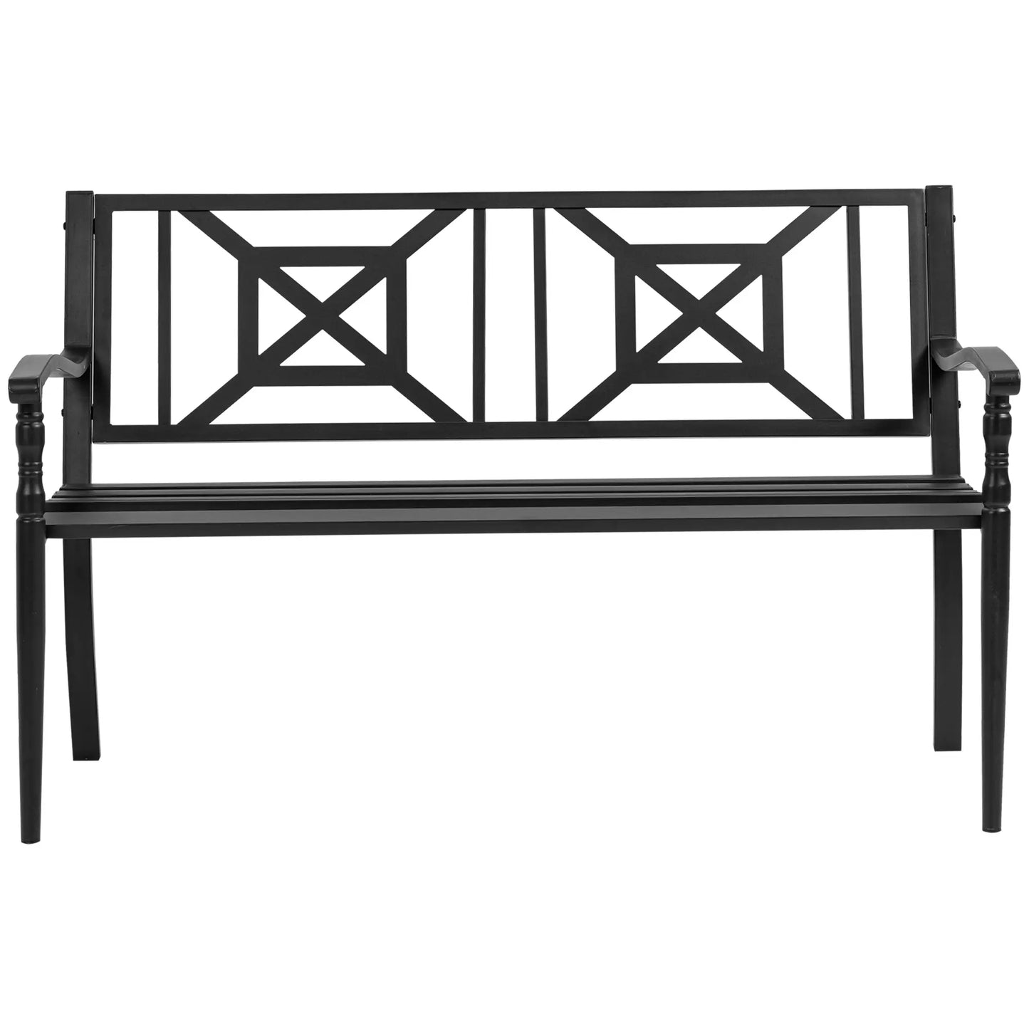 Steel Garden Bench, 2-Person Patio Loveseat, Black Outdoor Benches at Gallery Canada