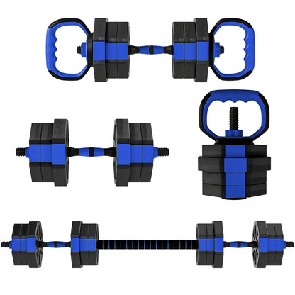 4-in-1 Adjustable Dumbbell Set, Kettlebell, Barbell, Dumbbell, 44lbs, Blue Dumbbells & Barbells at Gallery Canada