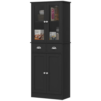 61" Kitchen Pantry Cabinet, Freestanding Farmhouse, Black Kitchen Pantry Cabinets Black at Gallery Canada