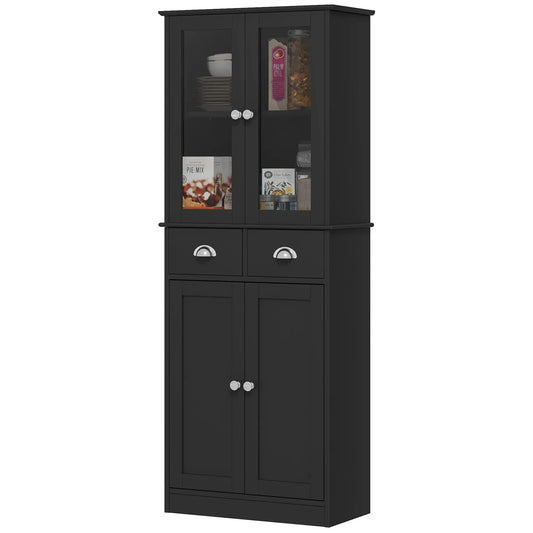 61" Kitchen Pantry Cabinet, Freestanding Farmhouse, Black Kitchen Pantry Cabinets Black at Gallery Canada