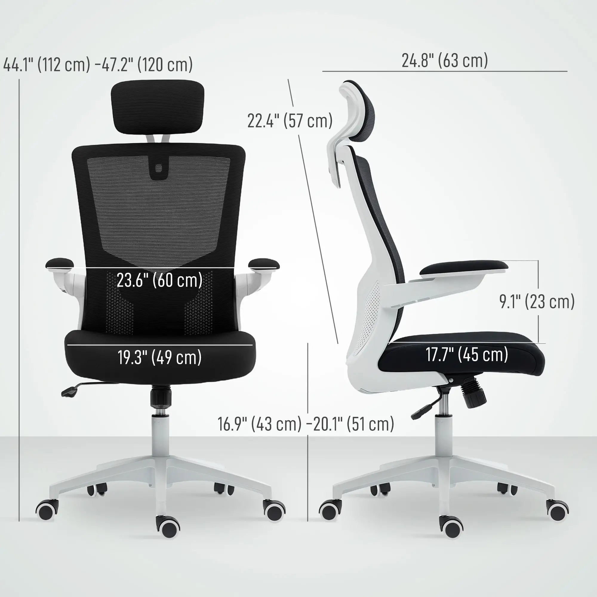 Ergonomic Office Chair, Swivel Desk Chair, Adjustable Lumbar Support, Headrest, Flip-Up Armrests, Black Task Chairs at Gallery Canada