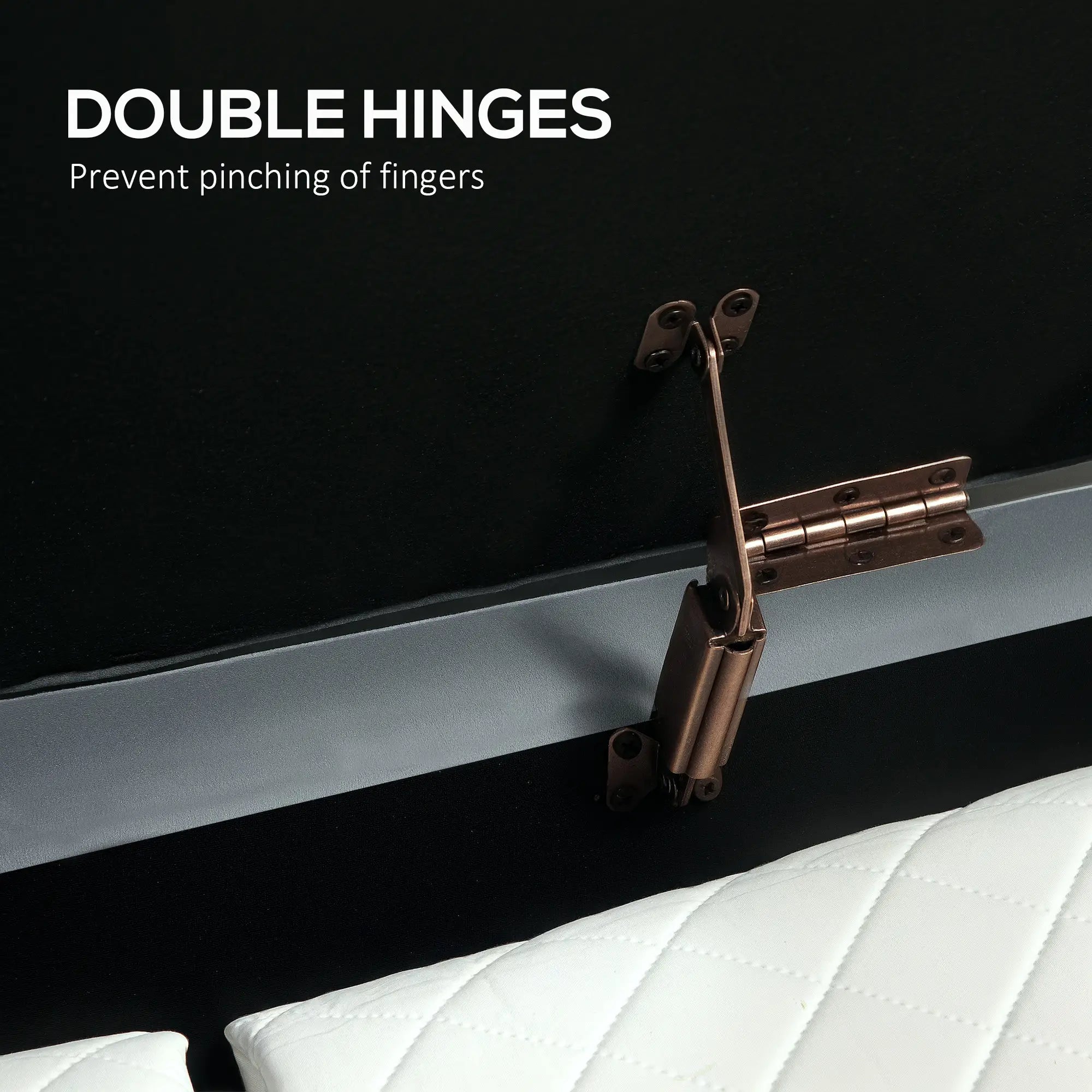 Upholstered Channel Tufted Ottoman Bench, Thick Padding, Metal Legs, Grey Storage Ottomans & Benches at Gallery Canada