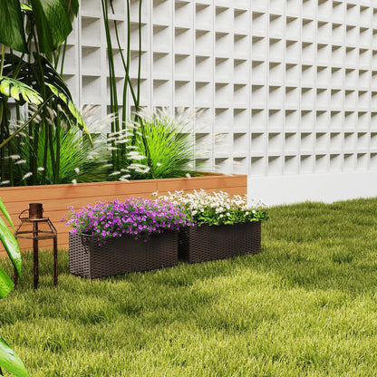 20 Inch Hanging Flower Pots, Railing Planter Box, Rattan Look, Brown Planter Set at Gallery Canada