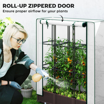 Raised Garden Bed Kit with Trellis, PE Cover, Zipper Door, 47 x 16 x 50 Inch Raised Garden Beds at Gallery Canada