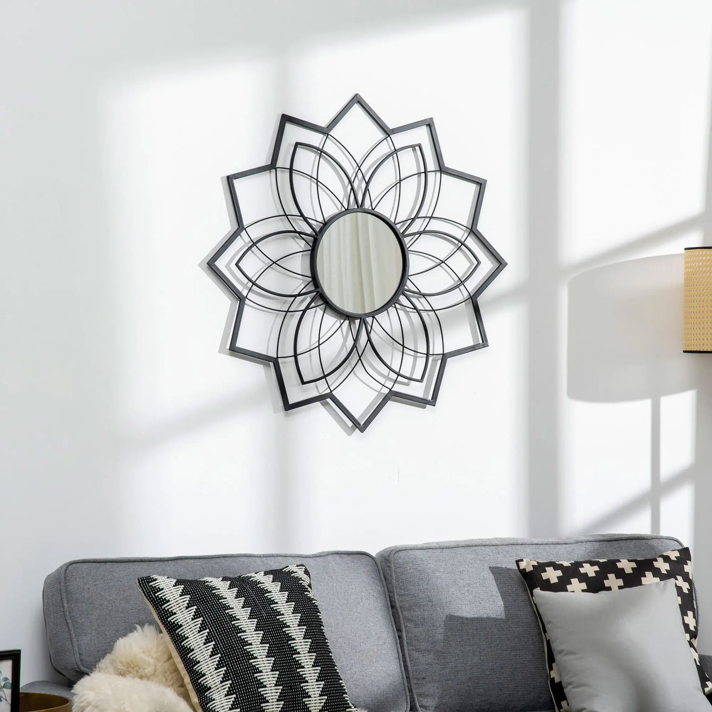 31" x 31" Flower Wall Mirror, Decorative, Living Room, Bedroom, Black Wall Mirrors at Gallery Canada