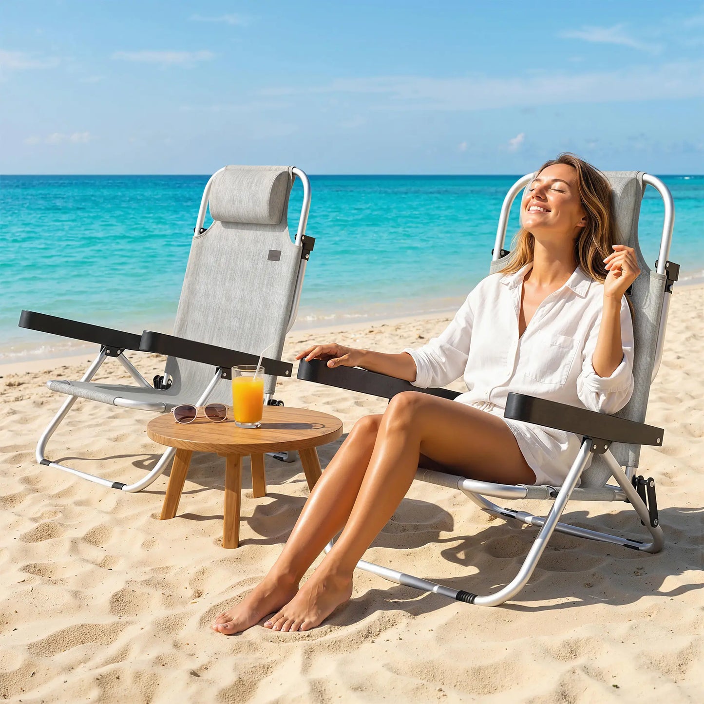 Folding Lounge Chair Set, Reclining Outdoor Chairs, 4-Position Adjustable Lounger Chairs at Gallery Canada