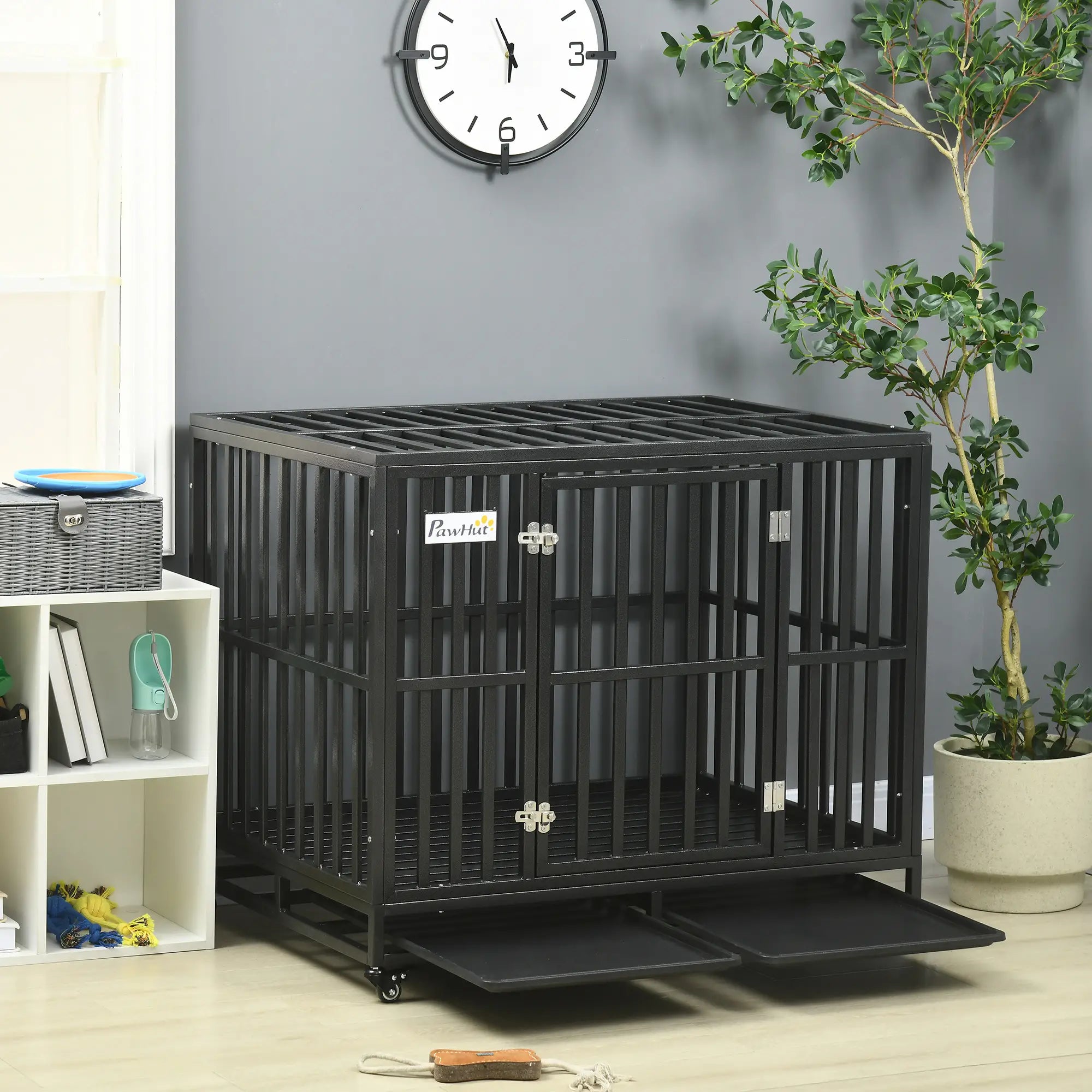 41 Heavy Duty Steel Dog Crate, Pet Cage with Wheels, Black Houses, Kennels & Pens at Gallery Canada