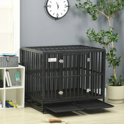 41 Heavy Duty Steel Dog Crate, Pet Cage with Wheels, Black Houses, Kennels & Pens at Gallery Canada