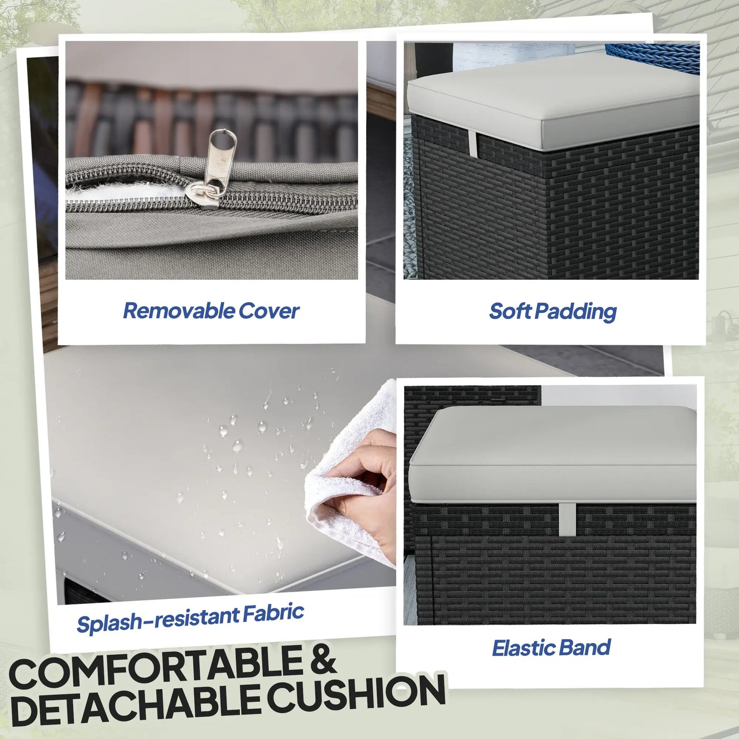 2 Wicker Outdoor Ottomans with Storage, Removable Cushion, Grey Patio Furniture Sets at Gallery Canada