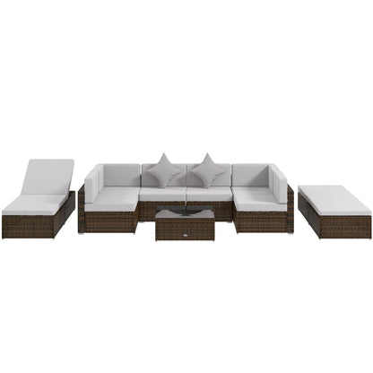9 Piece Wicker Patio Set With Cushion, Light Grey Patio Furniture Sets Espresso Rattan, Light Grey Cushion, Red Pillow at Gallery Canada