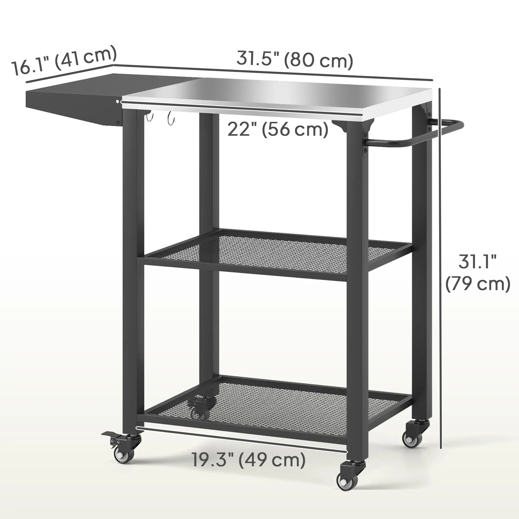Outdoor Grill Cart With Foldable Side Table, 3-Tier Pizza Oven Stand Outdoor Grill Carts at Gallery Canada