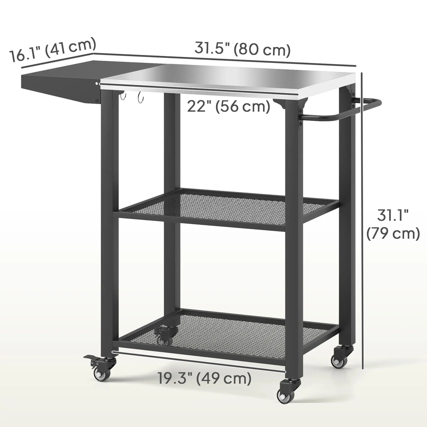Outdoor Grill Cart With Foldable Side Table, 3-Tier Pizza Oven Stand Outdoor Grill Carts at Gallery Canada