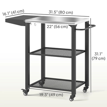Outdoor Grill Cart With Foldable Side Table, 3-Tier Pizza Oven Stand Outdoor Grill Carts at Gallery Canada