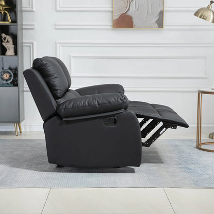 Double Reclining Loveseat, PU Leather Manual Recliner, Black 2-Seater Sofas at Gallery Canada