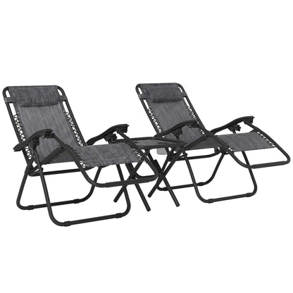 Zero Gravity Chair Set of 2, Patio Chair with Side Table, Dark Grey Lounger Chairs at Gallery Canada