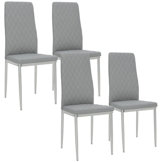 Kitchen Chairs Set of 4, Faux Leather Upholstery, Steel Legs, Grey Bar Stools Grey at Gallery Canada