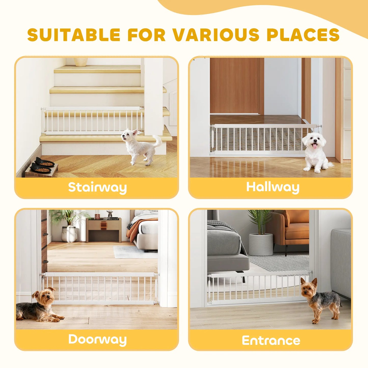 26"-37" Dog Gate, Adjustable Pet Gate, White Pet Gates at Gallery Canada