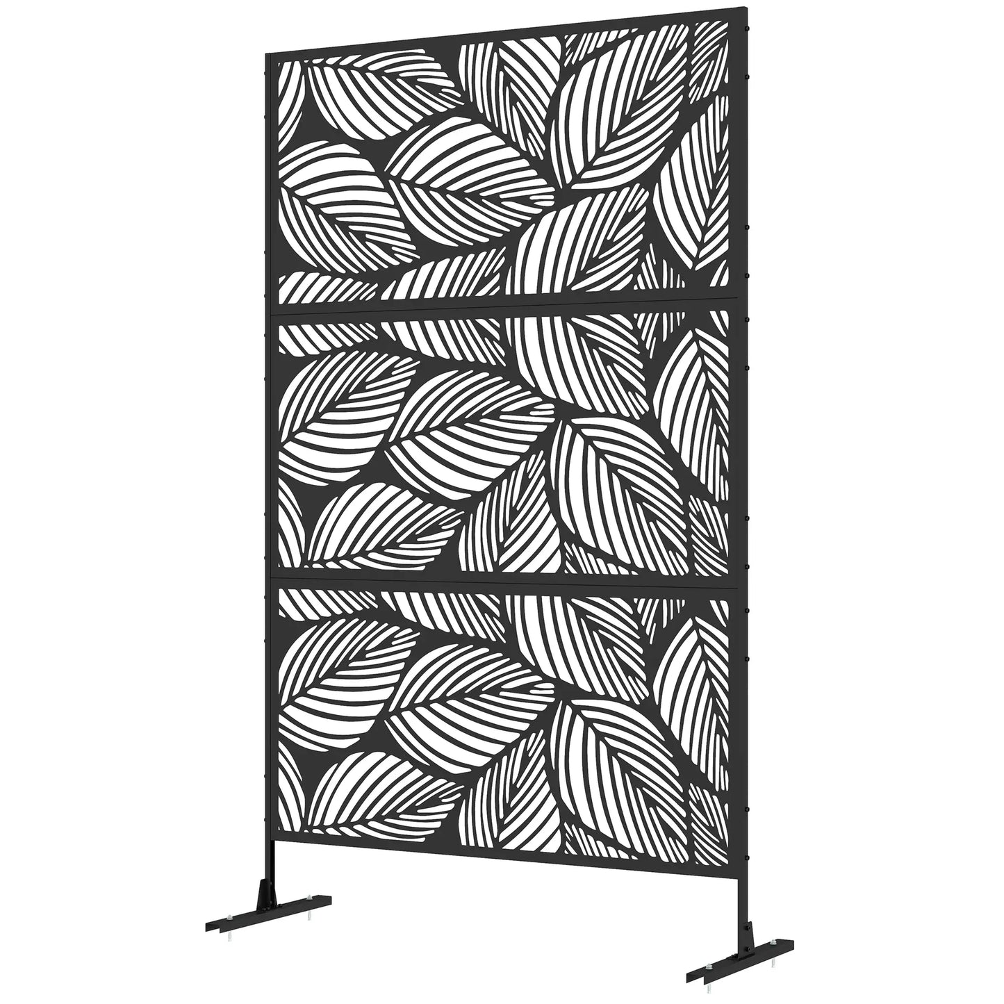 6.5FT Metal Privacy Screen, Leaf Style, Black Side Awnings Black at Gallery Canada