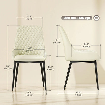 Modern Upholstered Dining Chairs, Set of 4, Diamond Tufting, Steel Legs, Cream Dining Chairs at Gallery Canada