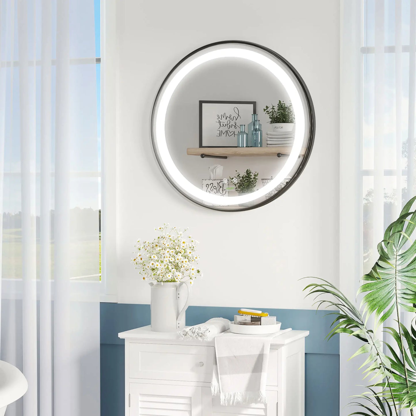 LED Bathroom Mirror, Dimmable Anti Fog, 3 Temperatures, 24 Inch, Color Wall Mirrors at Gallery Canada