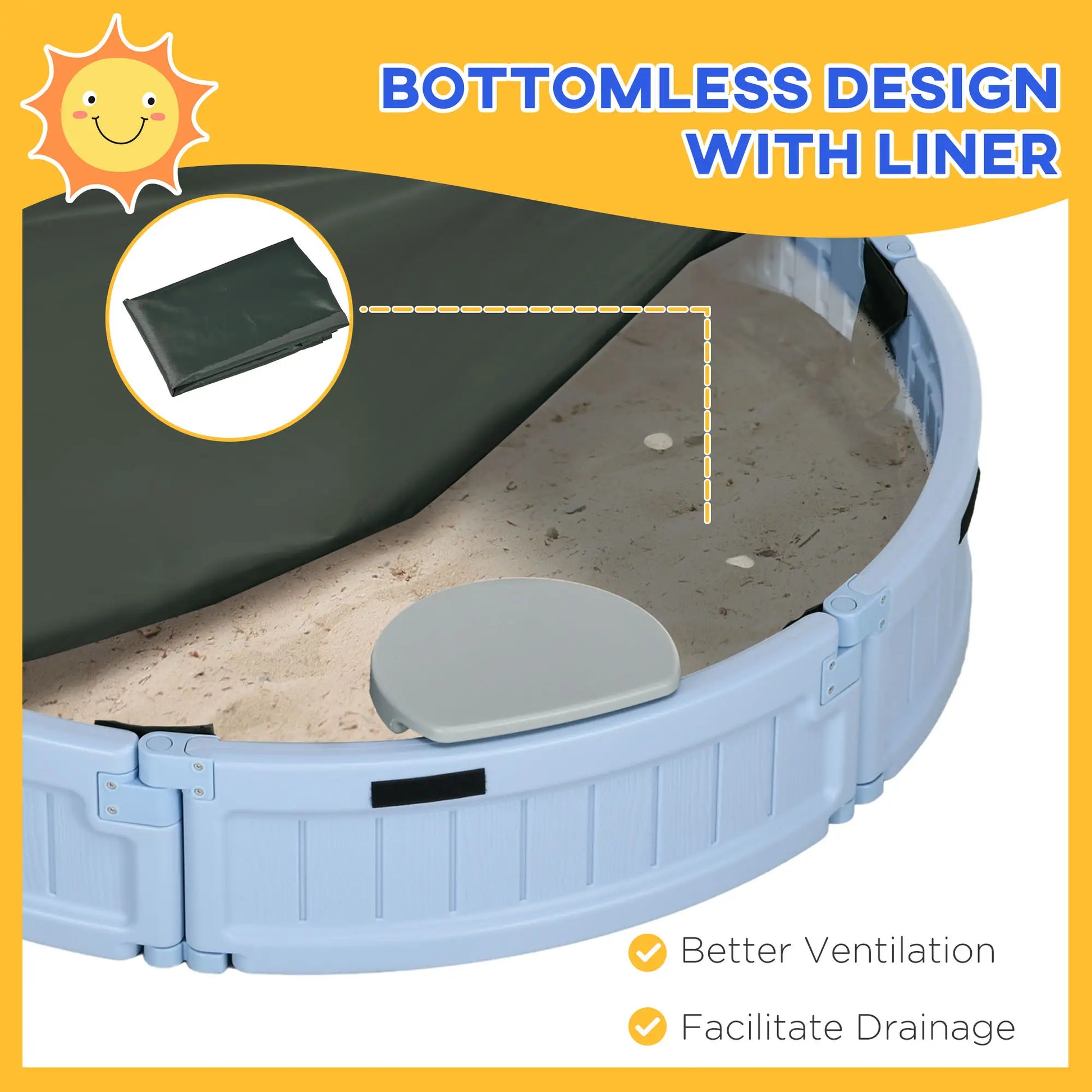 Kids Outdoor Sandbox with Cover, 3-12 Years, Light Blue Sandboxes & Accessories at Gallery Canada