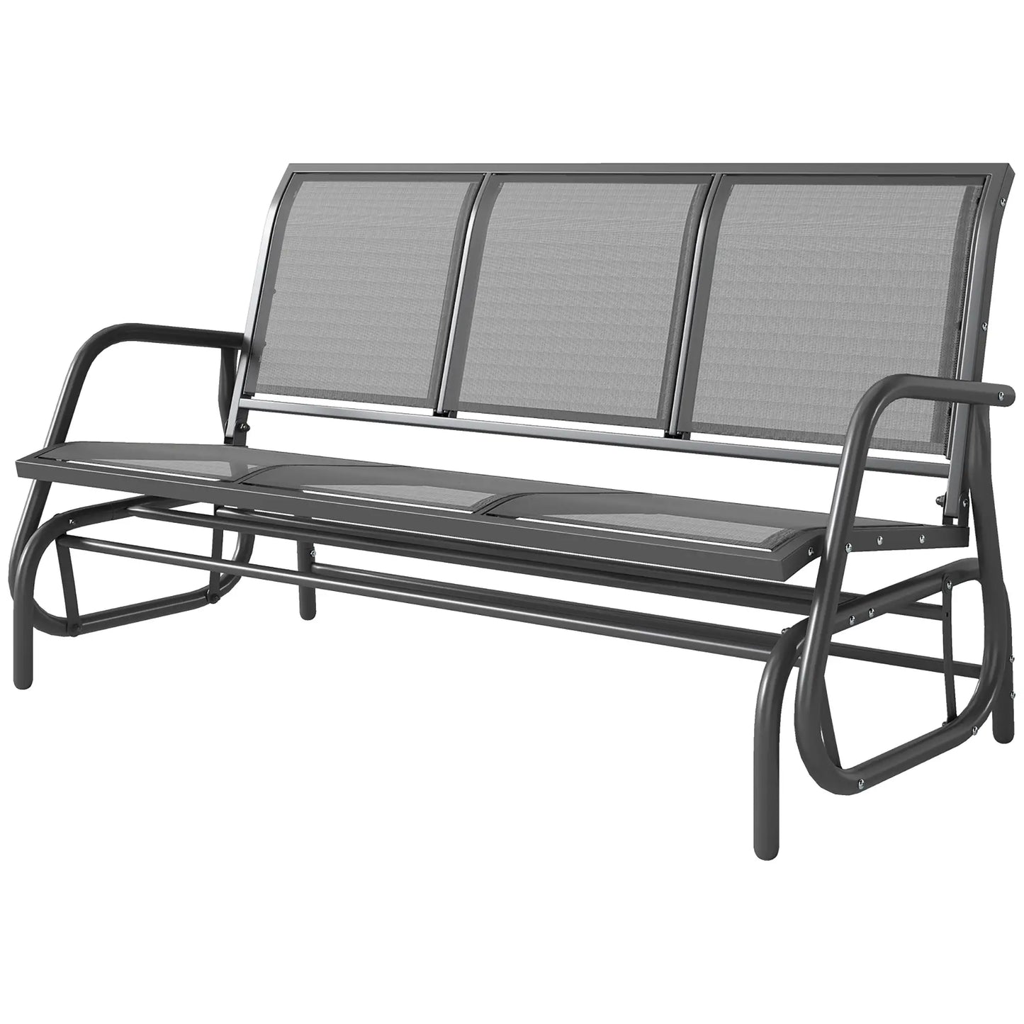 3-Seat Outdoor Glider Chair, Steel Frame, Sling Fabric Seat, Grey Outdoor Gliders Grey at Gallery Canada