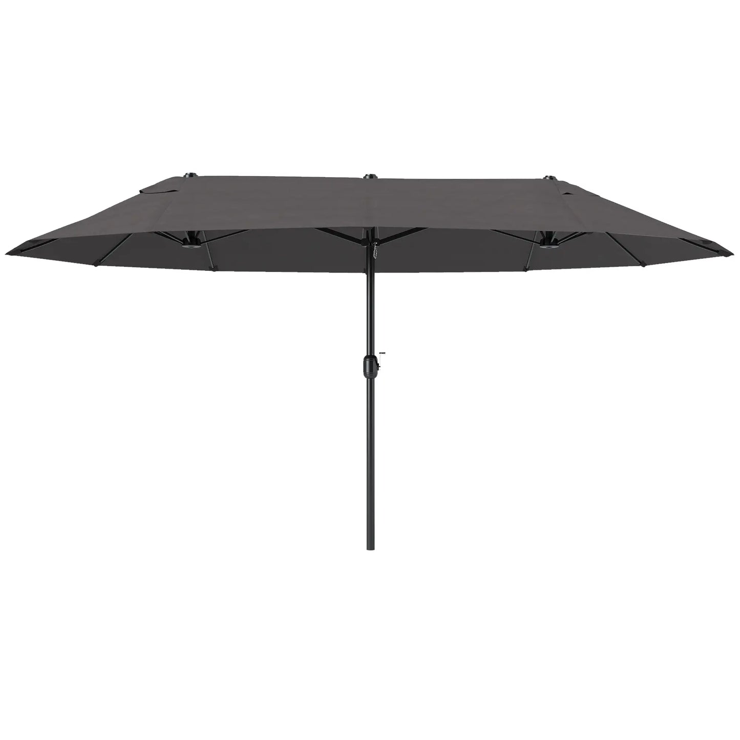 15' Double-Sided Patio Umbrella, Sun Shelter Canopy, Grey