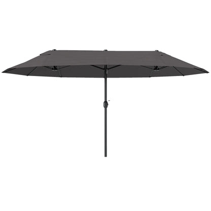 15' Double-Sided Patio Umbrella, Sun Shelter Canopy, Grey