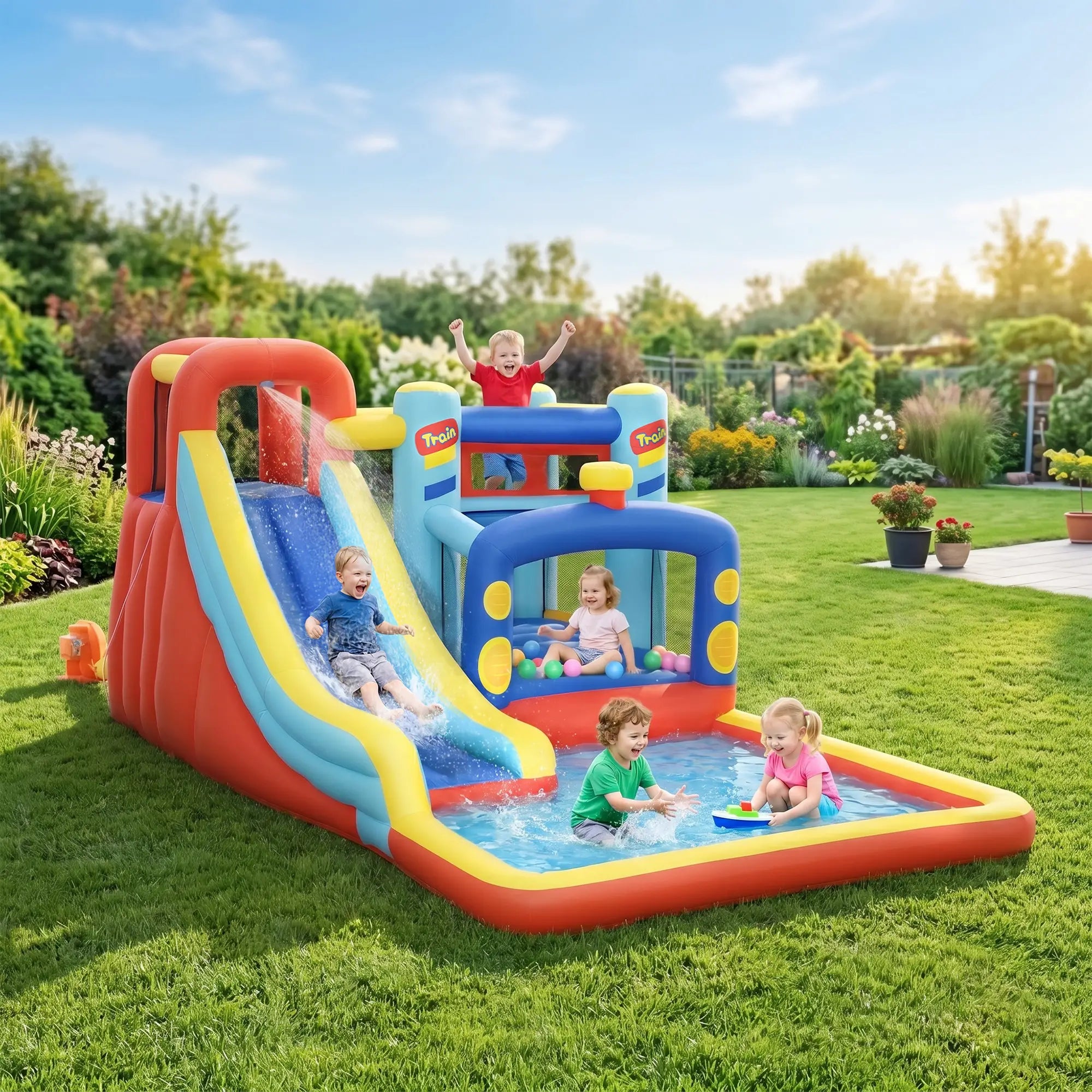 Inflatable Bounce House, 14.3 x 8FT, 4 in 1 With Slide, Climbing Wall Inflatables at Gallery Canada