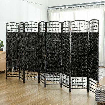 8 Panel Folding Room Divider, Portable Privacy Screen, Black Room Dividers at Gallery Canada