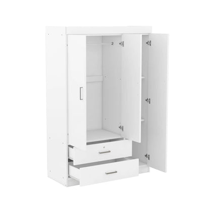 Modern Wardrobe, 2 Drawers, MDF Construction, 41.5" L x 18.5" W x 68" H, White Clothing Storage at Gallery Canada
