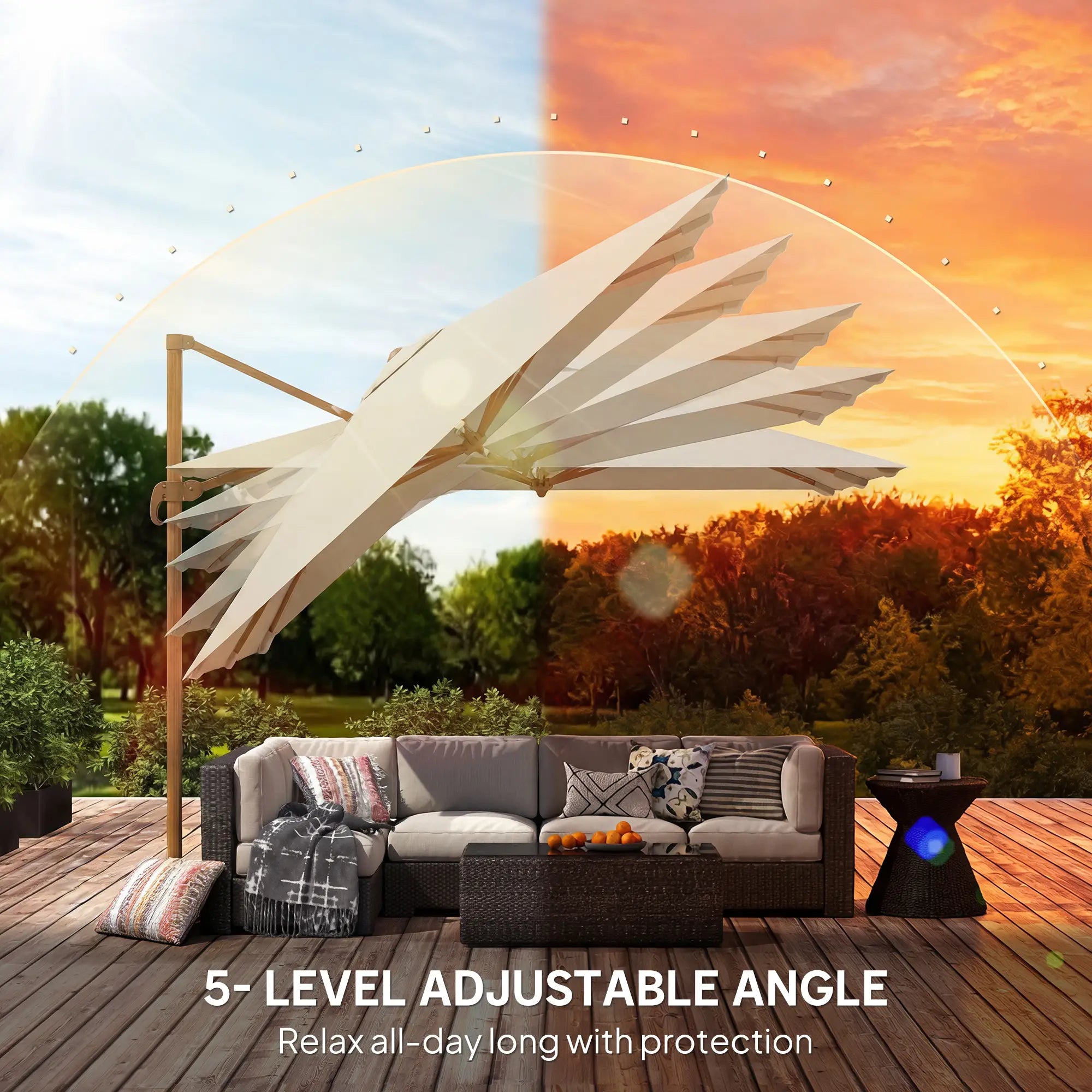 10 FT Patio Cantilever Umbrella, 360° Rotation, Crank And Tilt Offset Cantilever Umbrellas at Gallery Canada