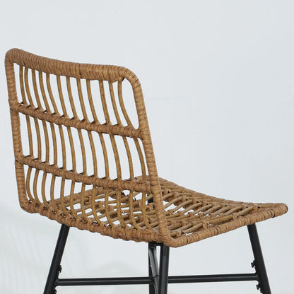 Rattan Counter Height Bar Stools Set of 2, 26" Counter Stools with Back, Modern Bar Chairs for Kitchen Island, Brown Bar Stools at Gallery Canada