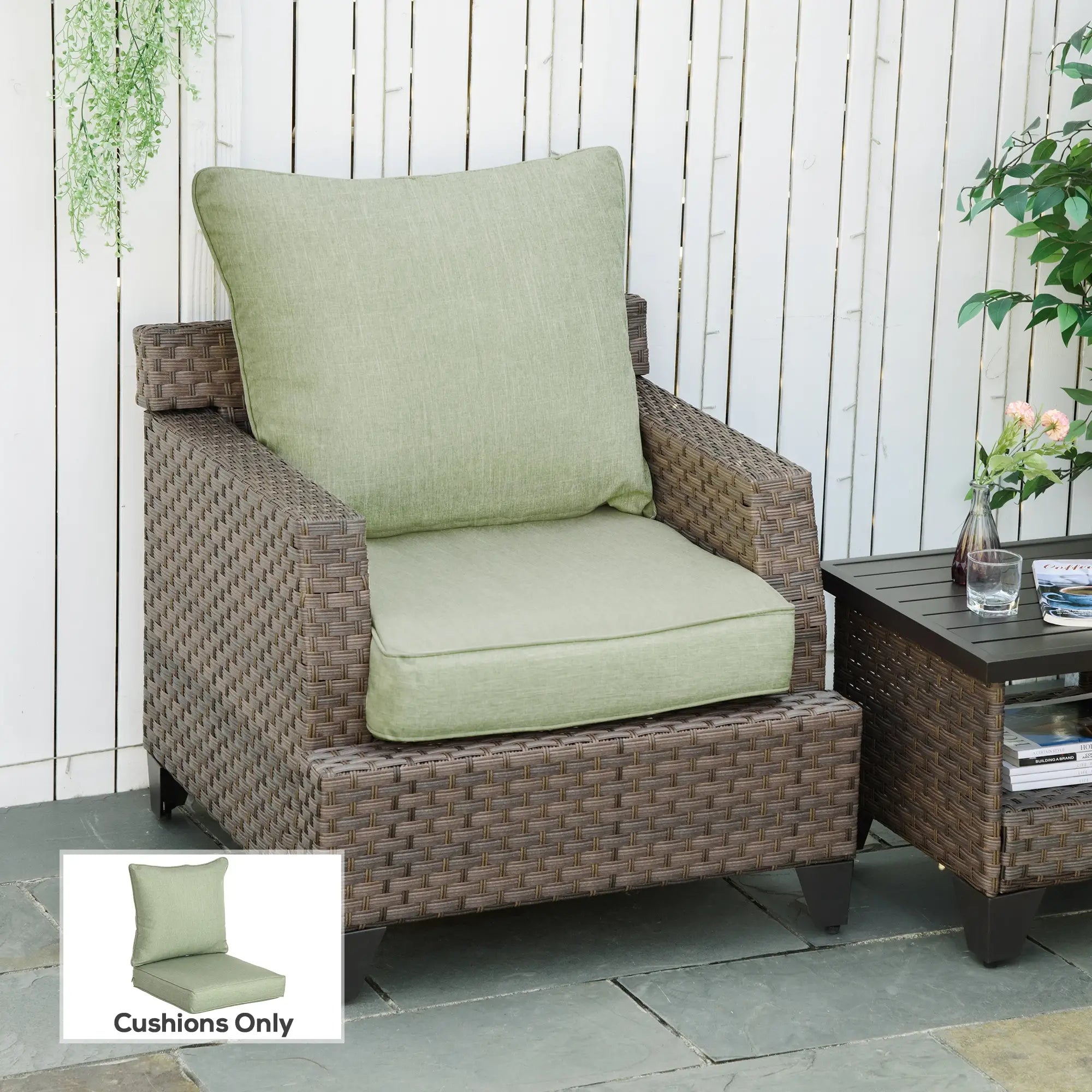 Patio Chair Cushions, Thick Deep Seat, Light Green Patio Chair Cushions at Gallery Canada