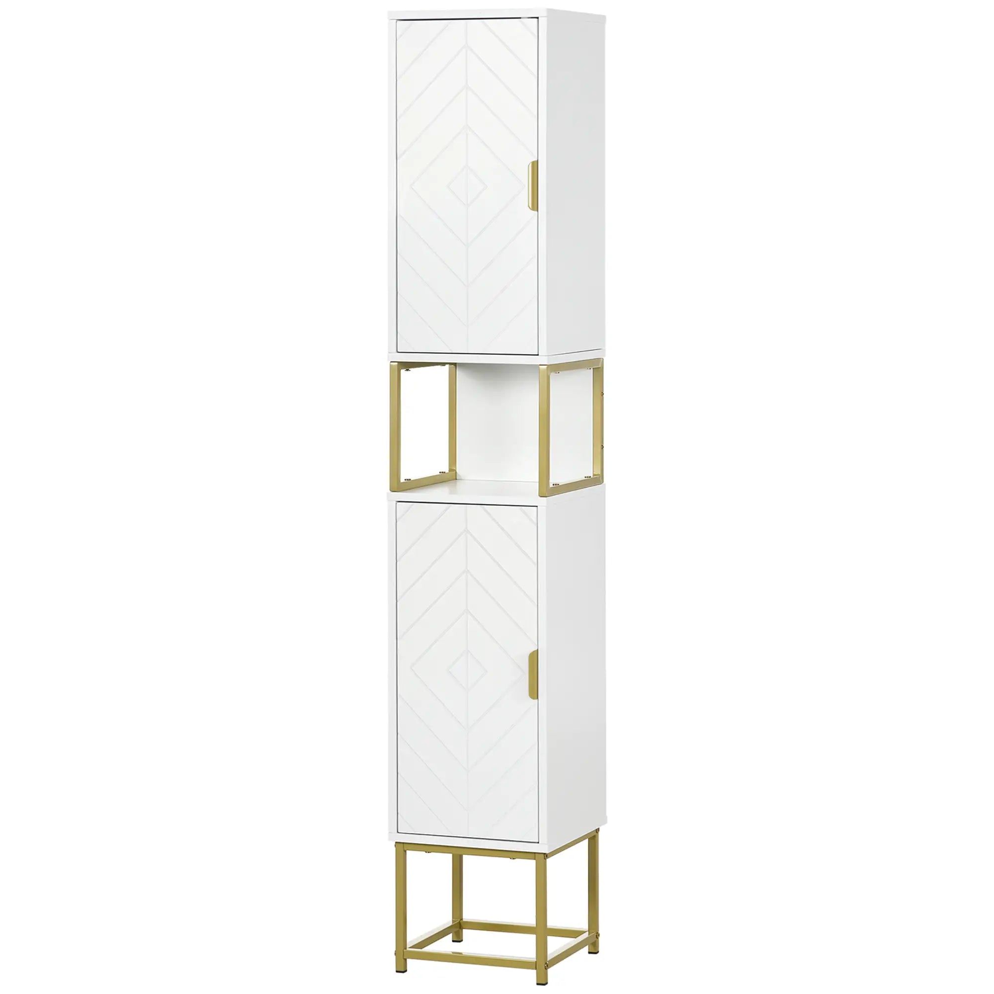 Tall Bathroom Storage Cabinet, Narrow with Adjustable Shelf, White Bathroom Cabinets at Gallery Canada