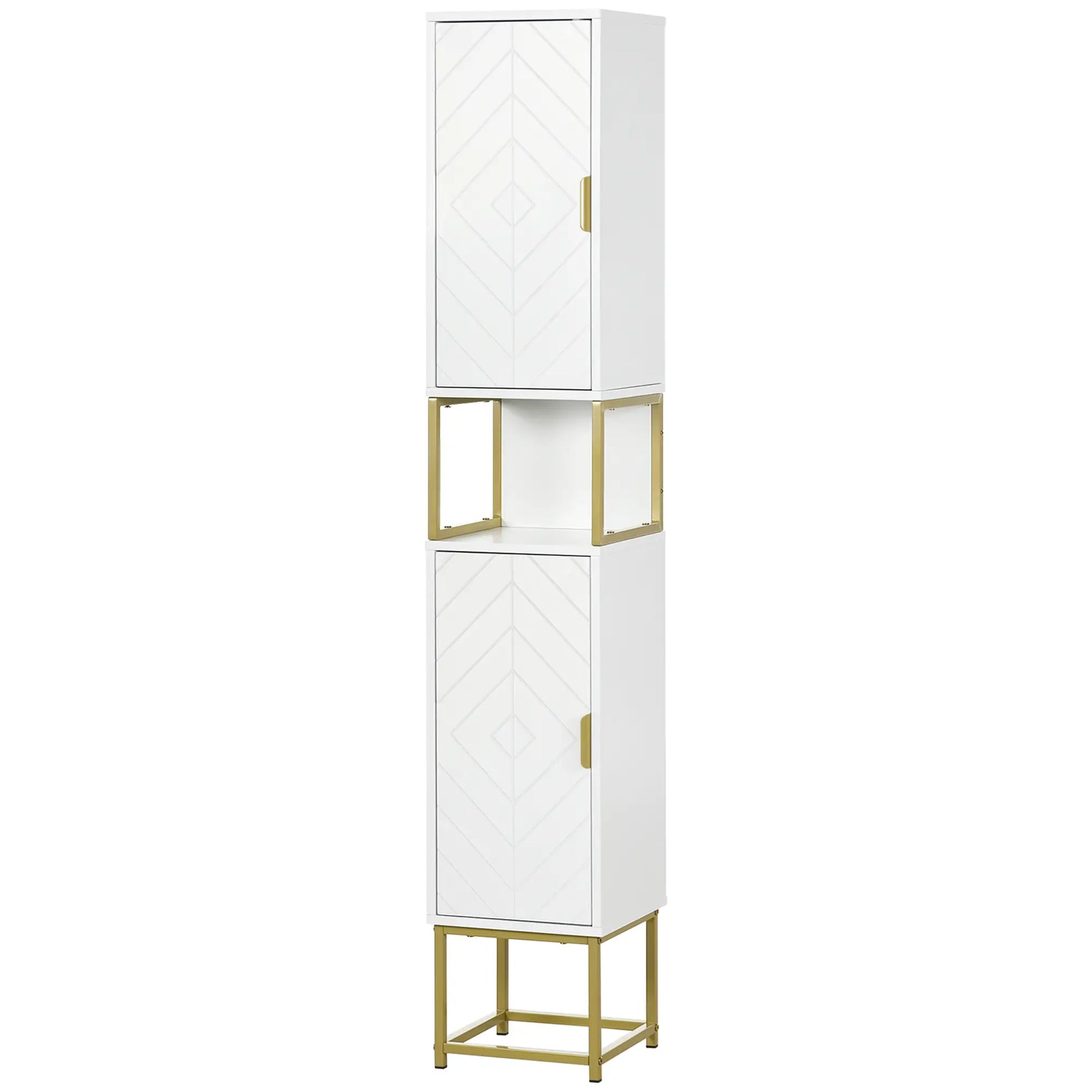 Tall Bathroom Storage Cabinet, Narrow with Adjustable Shelf, White Bathroom Cabinets at Gallery Canada