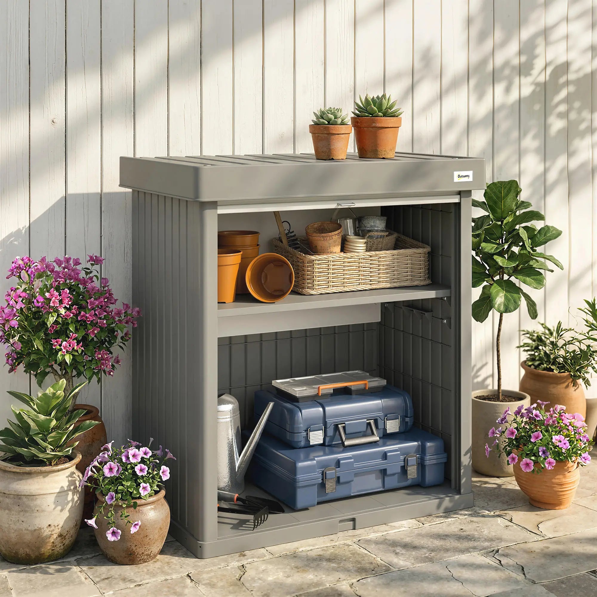 82 Gallon Outdoor Storage Box, Splash Resistant, UV Resistant, Grey Patio Storage Boxes at Gallery Canada