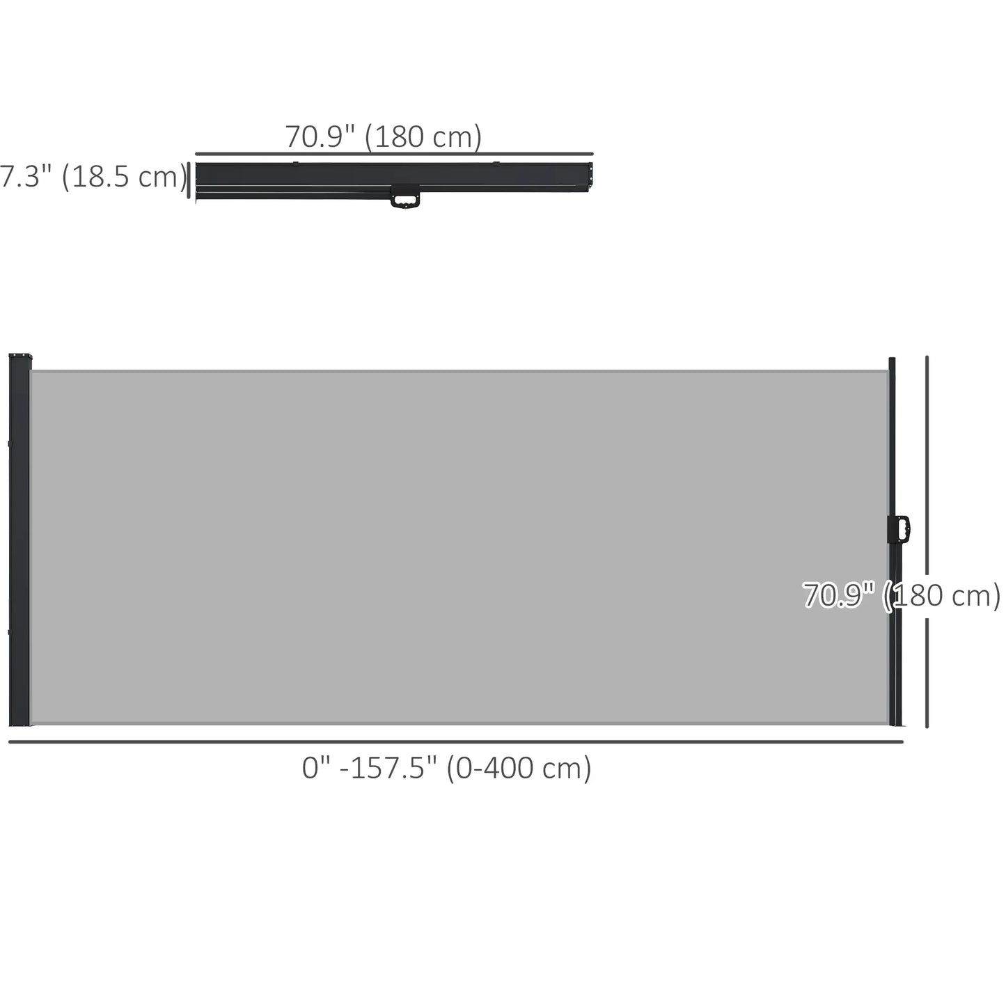 13' x 6' Retractable Side Awning, Outdoor Privacy Screen, Light Grey Retractable Side Awning at Gallery Canada